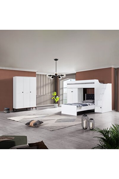 teknikgenç odası WHİTE 3LÜ RANZA SET 3