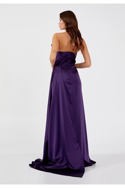 1way Long purple sleeveless evening dress