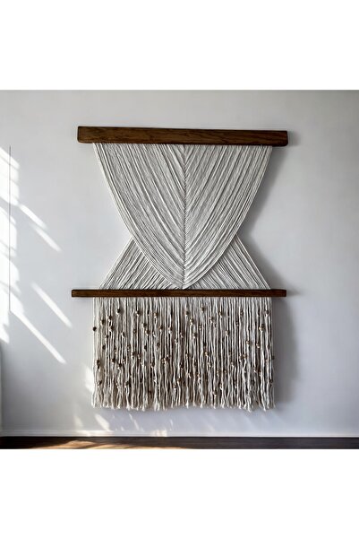 VOBU HOME & LIFE DESIGN Büyük Boy Boncuklu Makrome Duvar Süsü, Bohem Tasarım