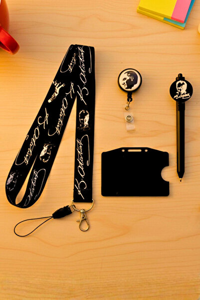 excarpin Siluetă Ataturk și suport pentru carduri cu șnur semnat de Ataturk, ...