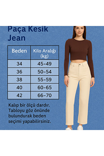 Asia Cream Leg Cut Boyfit Mom Jeans