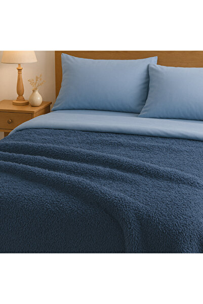 Elega Decor Sherpa Blanket - Single (150x200) - Navy Blue Soft, Cozy Throw Blanket