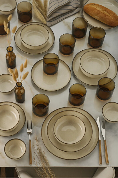 Kütahya Porselen Moderna 16 Parça 4 Kişilik Yemek Seti Tarçın