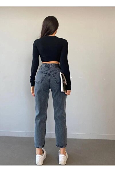Asia Open Snowwash Boyfrend High Waist Mom Jeans