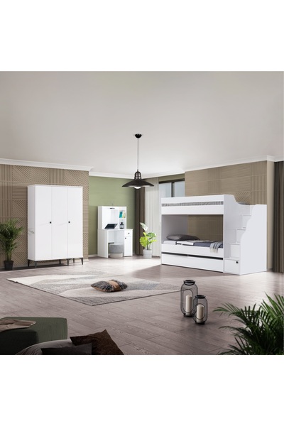 teknikgenç odası WHİTE 3LÜ COMPLEX RANZA SET