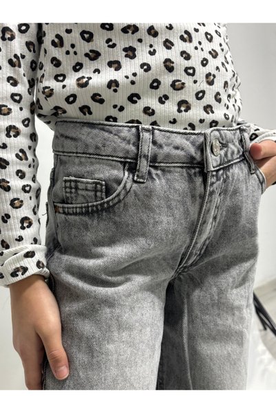 Ede Tekstil Girl's Gray Tight Leg Jeans Pants