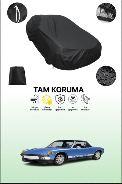 dokaca Black Porsche 914 Compatible Car Tarpaulin, Protective Cover, Auto Tar...