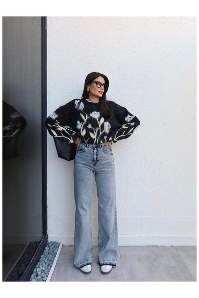 ESRAHELVACI Wide Leg Jean Pants with Lycra Detail on the Legs