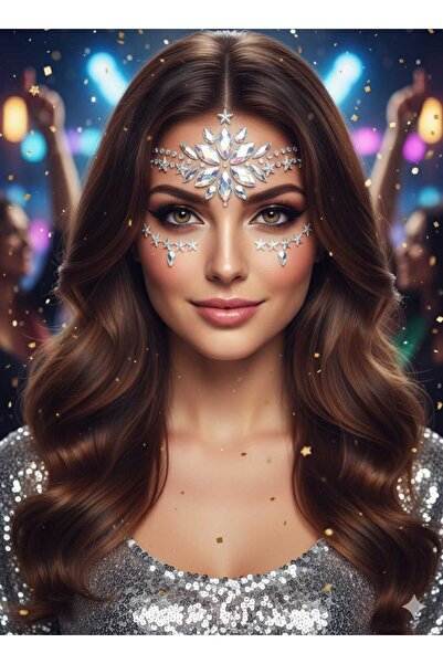 BearPear Papatya Kendinden Yapışkanlı Kristal Kesim Yüz Makyaj Taşı Işıltılı Face Gems