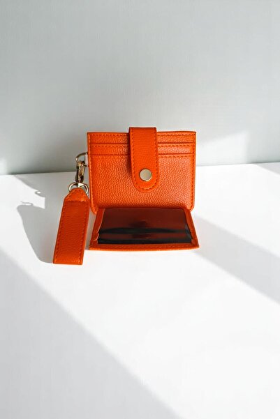Classbag Kadın Turuncu Anahtarlık Ve Kartlık Detaylı Mini Cüzdan