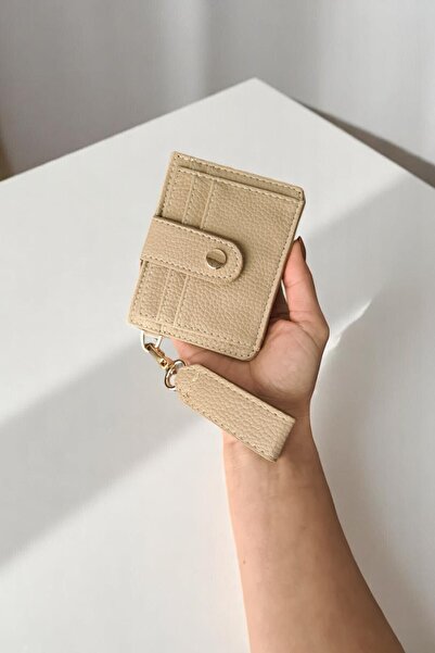 Classbag Kadın Krem Anahtarlık Ve Kartlık Detaylı Mini Cüzdan