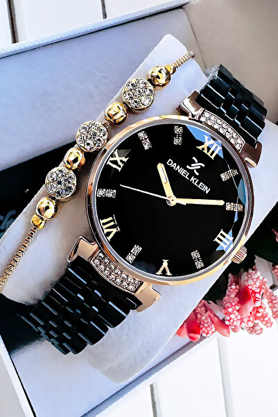 Daniel Klein Original Cutout Glass Waterproof Women Wristwatch Black Color Steel Cord Gift Wristband Dkby2040C5