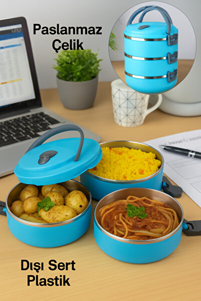 ViATOM Yemek Sefer Tası 3 Katlı Sızdırmaz Yemek Termosu