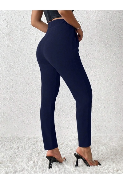 blck & premium Жіночі сині штани з боковою блискавкою, вузького крою, з трубчастими штанинами