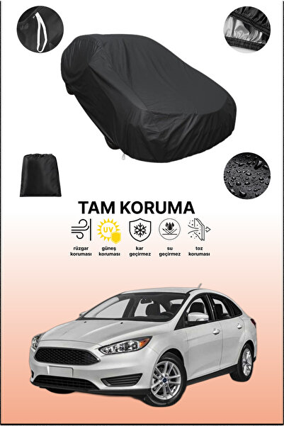 dokaca غطاء سيارة متوافق مع سيارة فورد فوكس سيدان باللون الأسود، غطاء واقي، غ...
