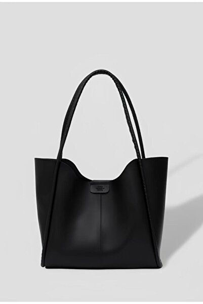 YMZBAG Çıtçıtlı Fitil Askılı Suni Deri Büyük Boy Kadın El Ve Omuz Çantası