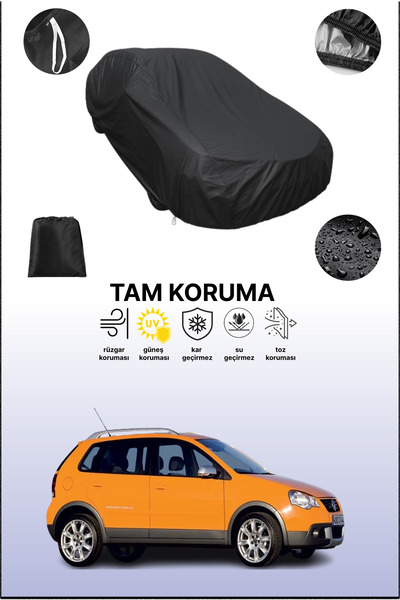 dokaca غطاء سيارة متوافق مع فولكس فاجن كروس بولو 2006 - 2009، غطاء واقي، غطاء سيارة أسود