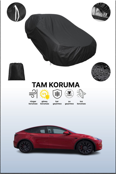 dokaca Siyah Tesla Motors Model Y 2019 - 2021 Uyumlu Araba Brandası, Koruyucu...