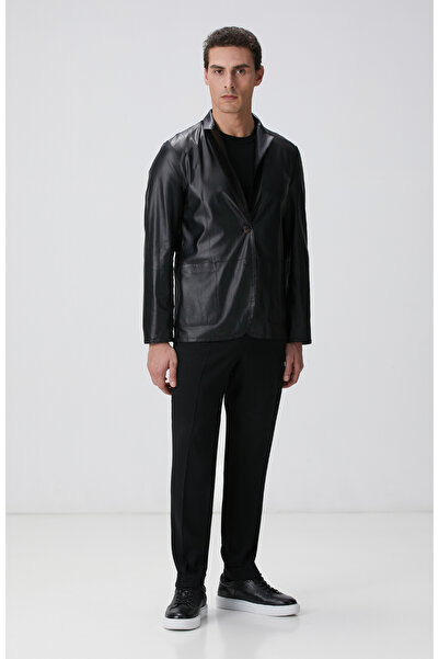 Network Siyah Çift Taraflı Deri Ceket