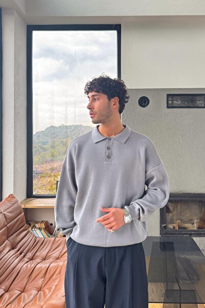 Flaw Wear Polo Collar Buttoned Knitwear Sweater