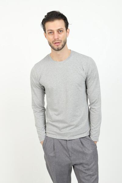 Jim Poweel Ανδρικό γκρι μακρυμάνικο μπλουζάκι Basic