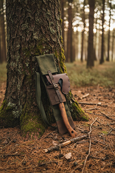 Tantobushcraft Outdoor Ekipman Çantası - Yay Testere & Balta Taşıma Kılıfı, El Yapımı Deri & Kanvas-Tanto Bushcraft
