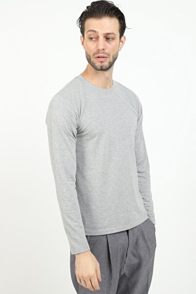 Jim Poweel Ανδρικό γκρι μακρυμάνικο μπλουζάκι Basic