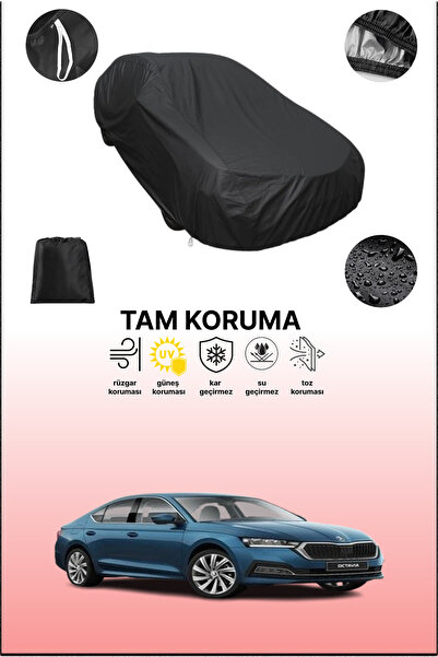 dokaca Siyah Skoda Octavia 2019 - 2021 Uyumlu Araba Brandası, Koruyucu Örtü, ...