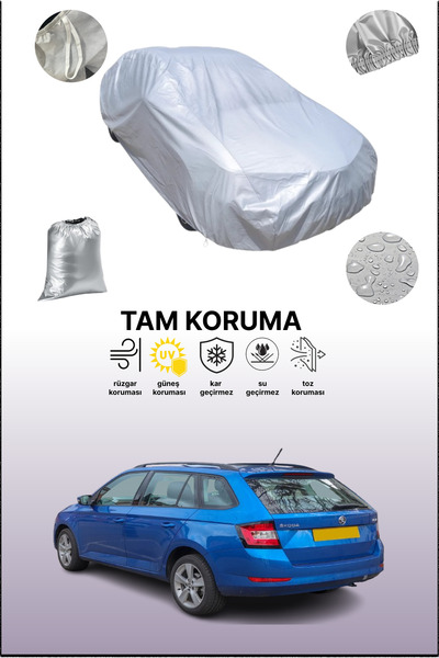 dokaca غطاء سيارة رمادي متوافق مع سكودا فابيا 3 كومبي، غطاء سيارة، غطاء واقي