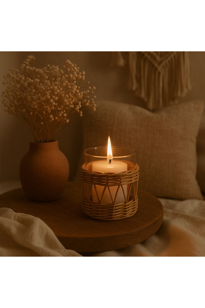 His Art Workshop Rattan Bambu Cam Bardak Mumluk 1 Adet