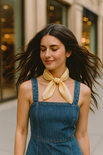 Axesoire 13731 Yellow Satin Bandana Scarf