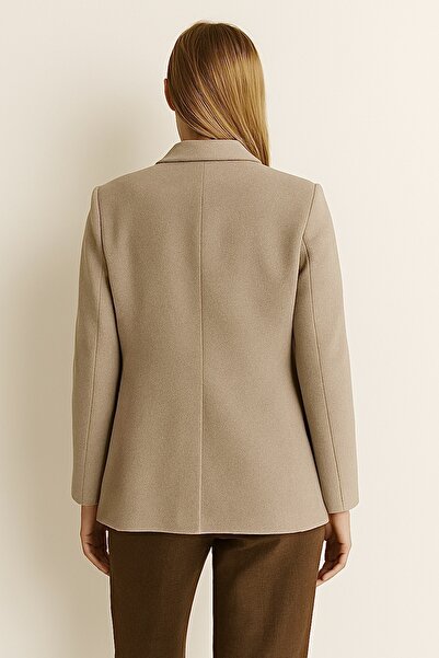 CEK mağazacılık Kadın Bej Kaşe Oversize Blazer Ceket – Tek Düğmeli, Astarlı, Şık Ofis Kombini