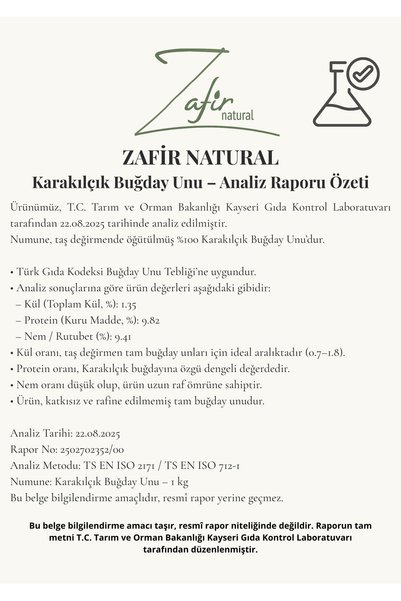 zafirnatural Karakılçık Buğday Unu | Antik Buğday | Katkısız | Kayseri Üretimi