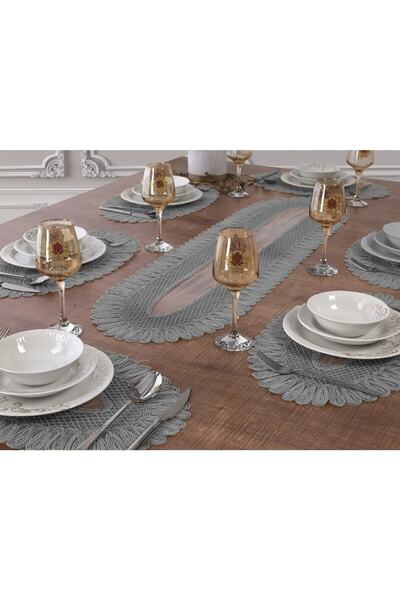 Çt Çeyizci Tekstil American Placemat, 1 Runner 6 Plate Food Service Set, Tabl...