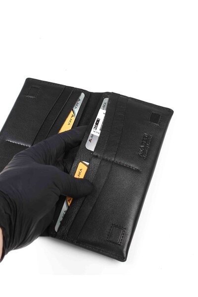 Aka Deri Leather Black Phone Holder Hand Wallet 822 1