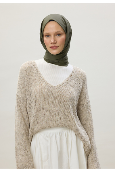 Fresh İnce Pamuk Vual Şal Askeri Haki