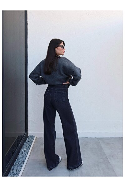 ESRAHELVACI Παντελόνι τζιν με φαρδύ πόδι από λύκρα