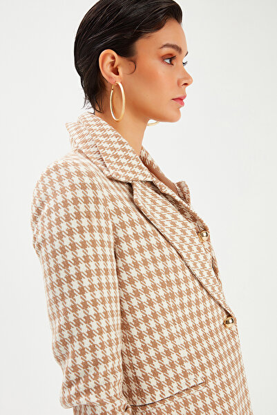 Sateen Куртка з візерунком «гусяча лапка» - верблюжа