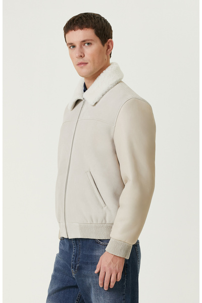 Network Kırık Beyaz Süet Mont