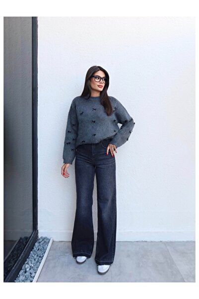 ESRAHELVACI Παντελόνι τζιν με φαρδύ πόδι από λύκρα