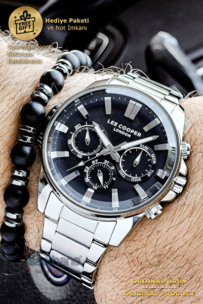 Lee Cooper Men's Black Dial Wristwatch with Calendar and Original Functions A...