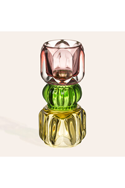 Zsa Zsa Zsu Nanjıng Cam Dekoratif Obje 8x8x18 Cm Sarı - Yeşil