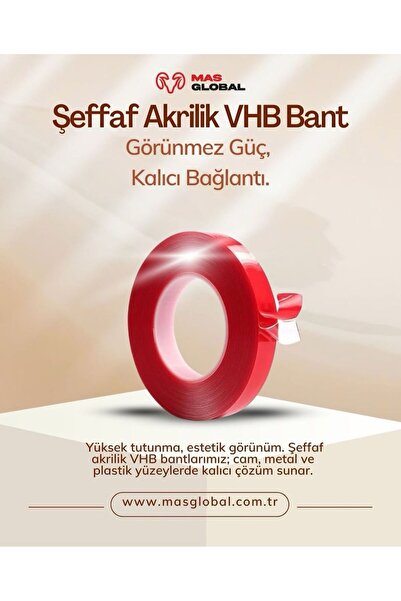 SEBA BAND , Çift Taraflı (1 ADET) 1mm, Şeffaf, Silikonlu/vhb, Süper Güçlü Yap...