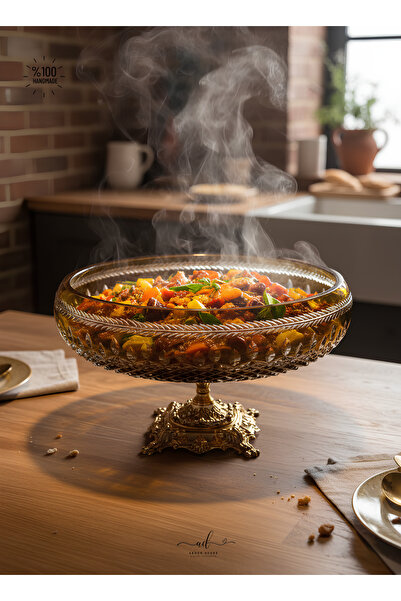 AKDEN STORE وعاء تقديم أدوات المائدة المزخرف بالكريستال / وعاء زجاجي