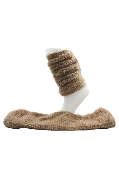 KARDEŞLER ÇORAP Women's Winter Knee Pads Bearded Leggings Socks