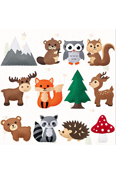 Choice مجموعة أدوات حرفية لحيوانات الغابة، مخلوقات الغابة، خياطة حيوانات محشو...