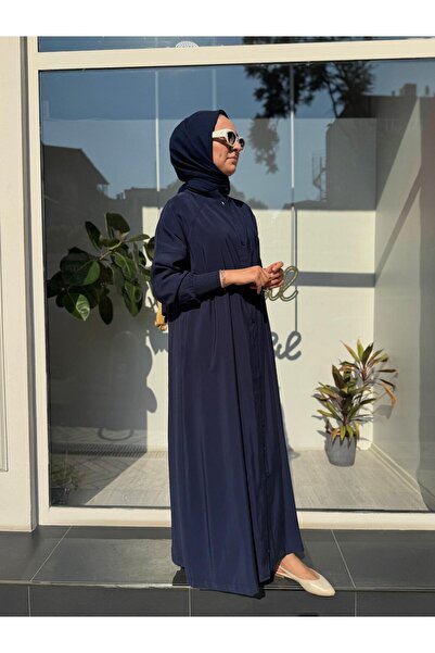 Invee Düğmeli Basic Kadın Kap Lacivert