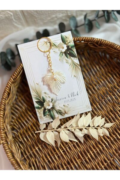 LAYLAEVENTS Çınar Yaprağı Anahtarlık hediyelik söz,nikah ,düğün,nişan - 10 adet