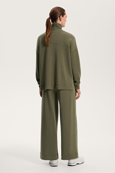 Oysho Yarım fermuarlı, fitilli detaylı, yumuşak dokulu modal sweatshirt