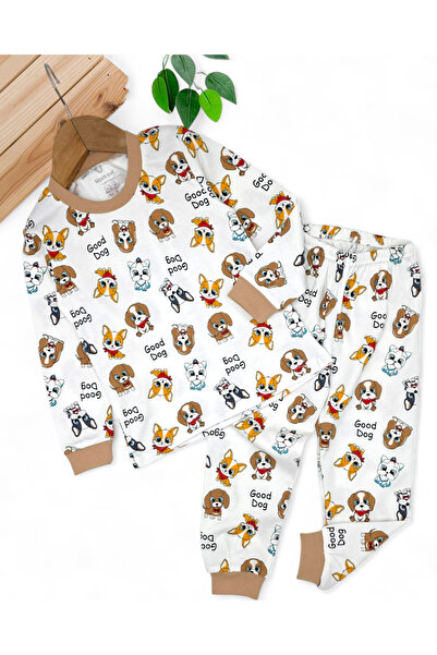 Egelite Baby Boy Dogs Printed Seasonal 100% Cotton Crew Neck Nightgown Pajama Set 6-24 Months